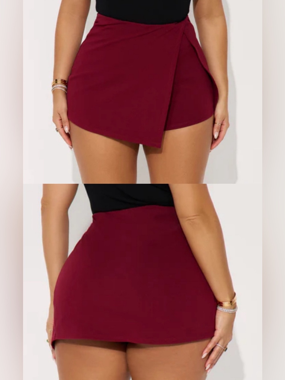 Fashion Nova Burgundy Slit Skort
